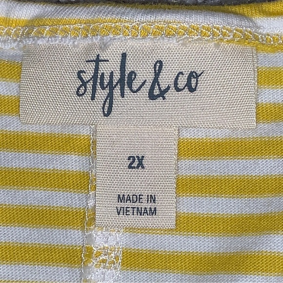 Style & Co Tank Top Yellow White Striped 2X - Picture 4 of 9